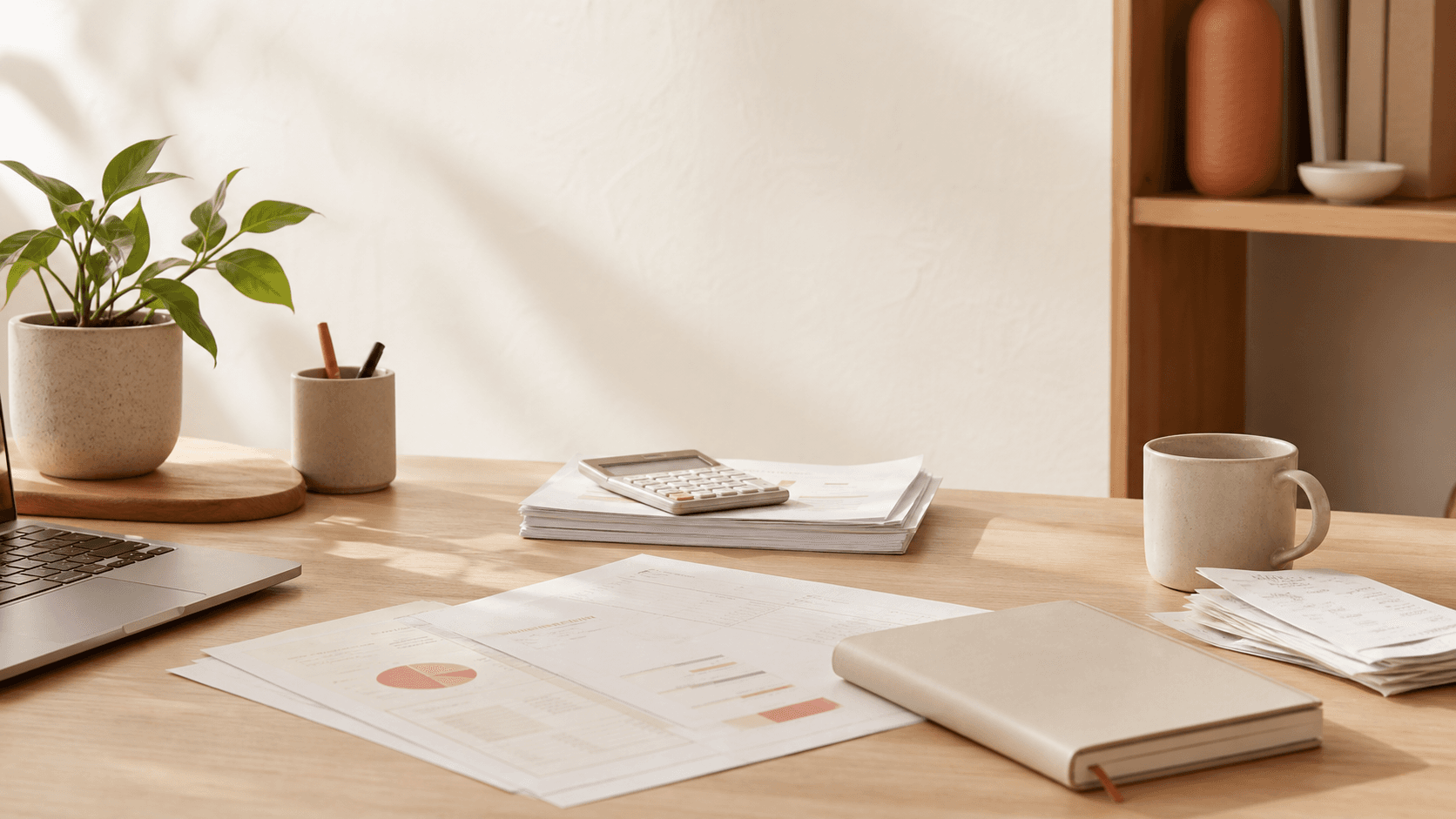 Warm abstract desk scene for a coming soon content and SEO hire.